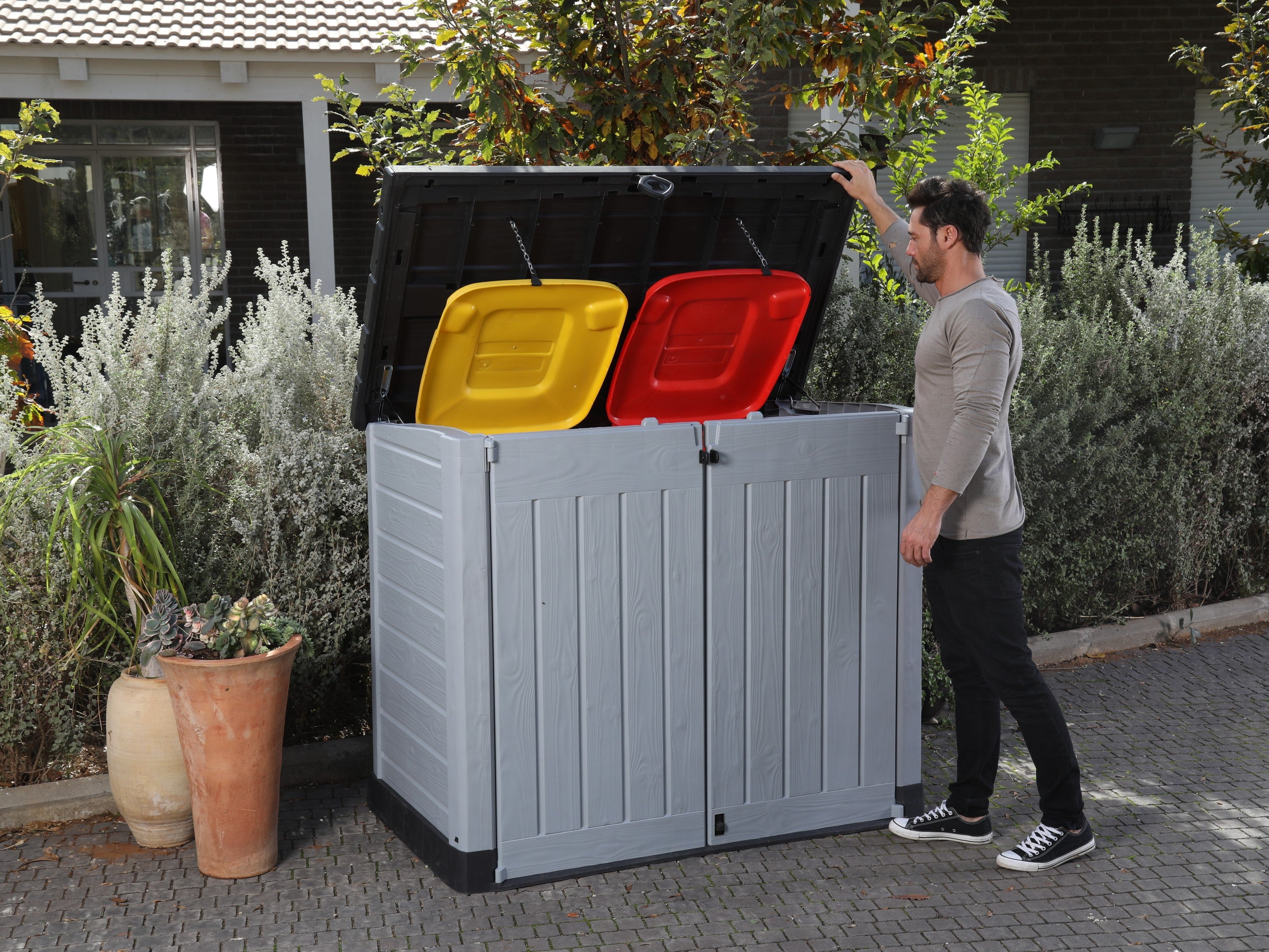 Keter Store it Out Ace with auto bin opening kit