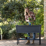 Raised garden bed for growing herbs and vegetables