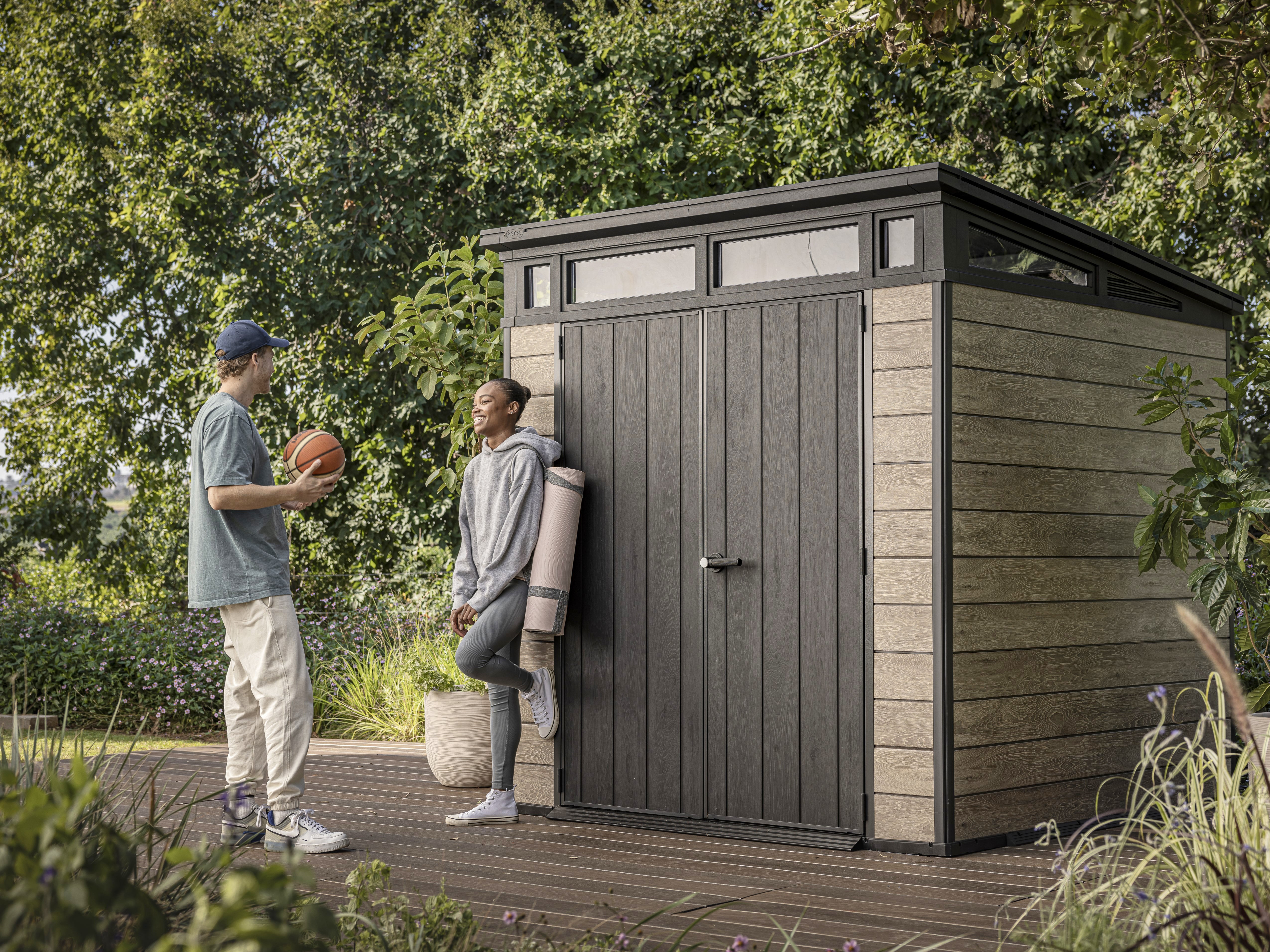 【AAA】 Stag Cameo /flake Ashwood 7x7 Shed 2.16m x 2.16m - Signature Collection | Keter New