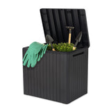 City Box clearcut with lid open showing gardening tools