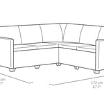 Dimension drawing of the Keter Claire 5 seater setting