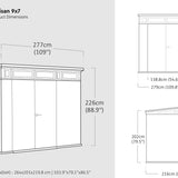 Dimension drawing of the Keter Artisan 9x7
