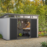 Keter Artisan 11x7 resin shed with doors open