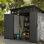 Artisan 7x7 shed with double doors open