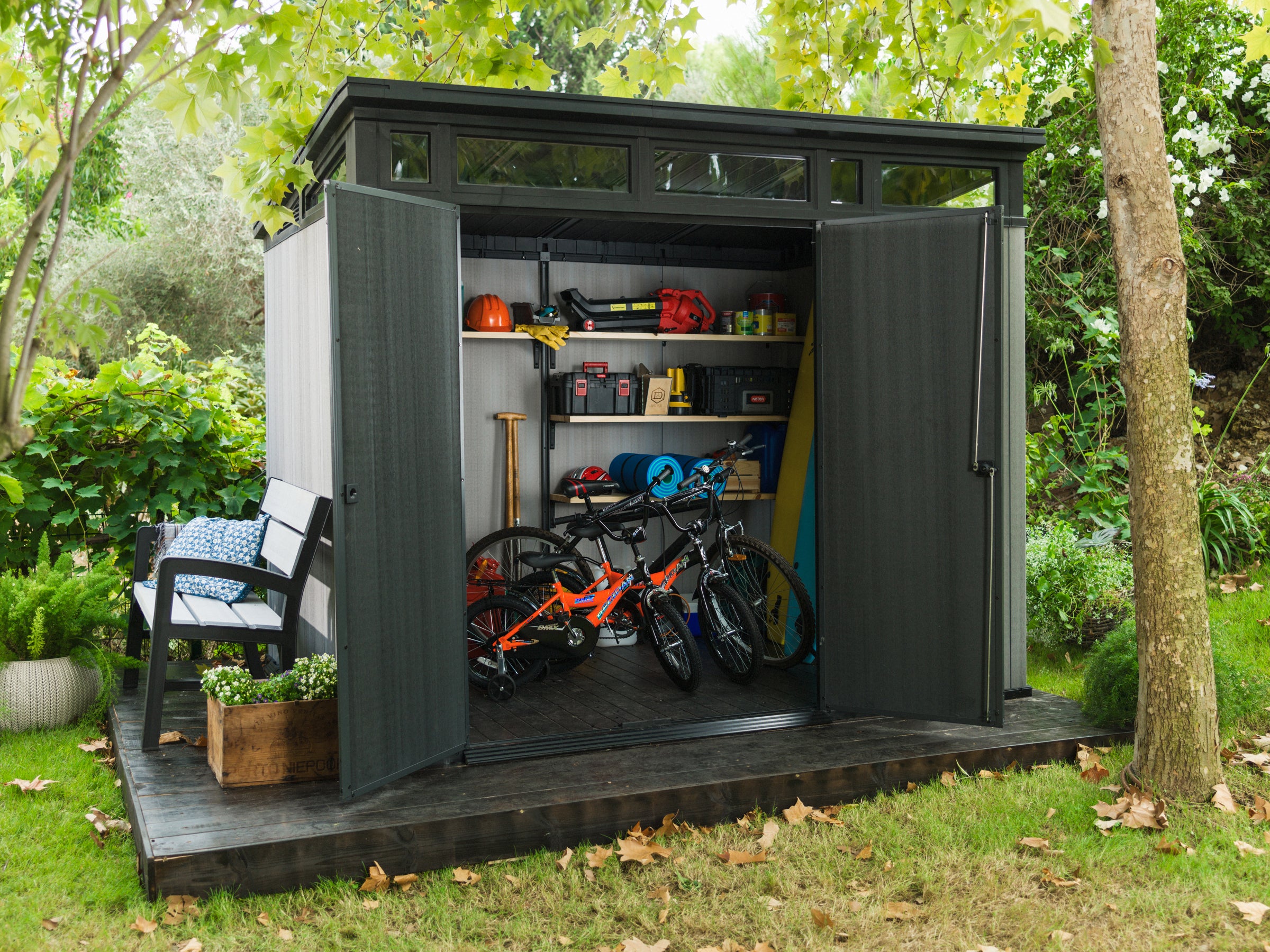 Artisan 9x7 Shed with double doors open