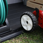 Low threshold for rolling lawn mower easily for storage