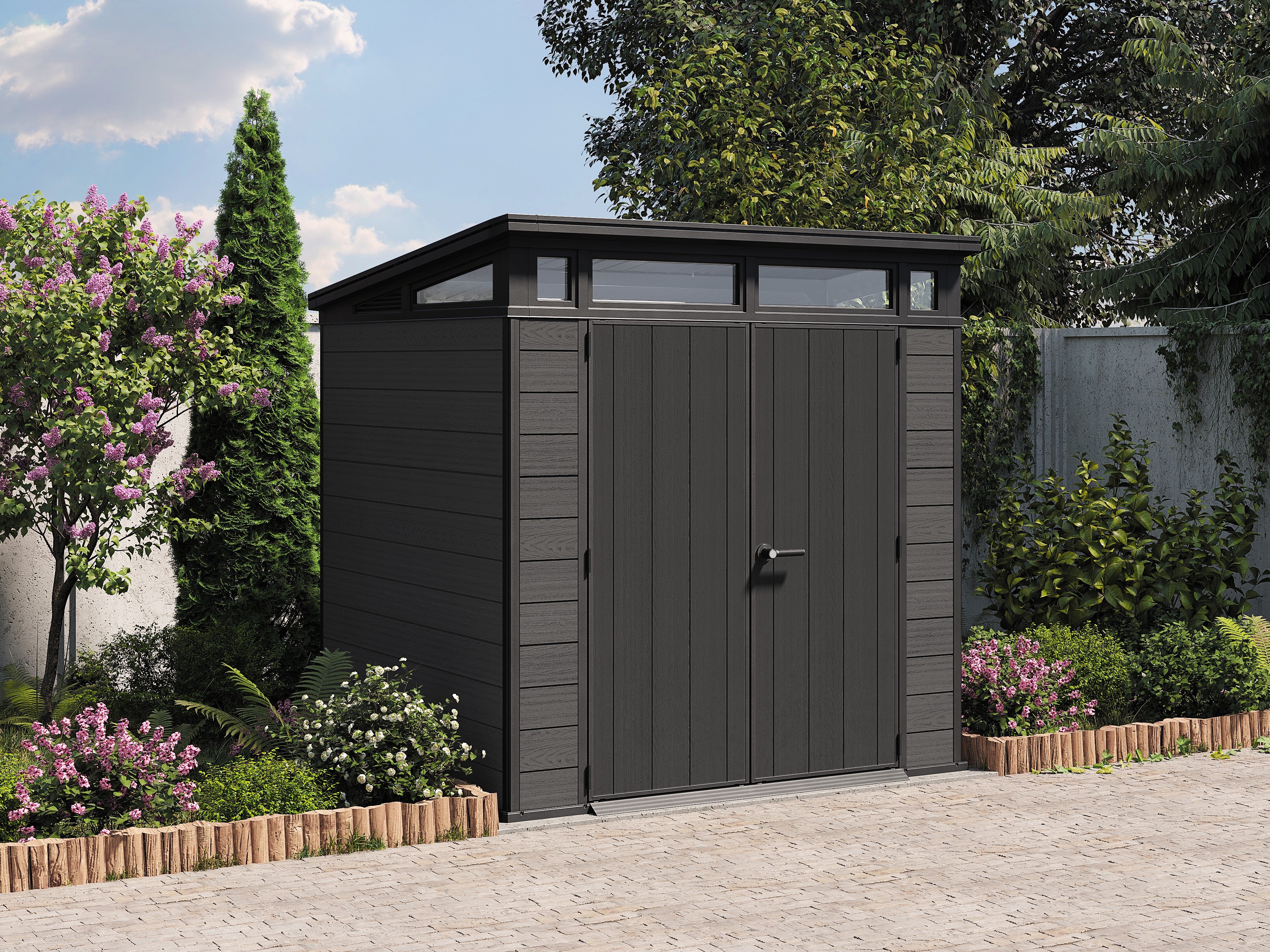Keter_Cortina_Shed_on_a_driveway