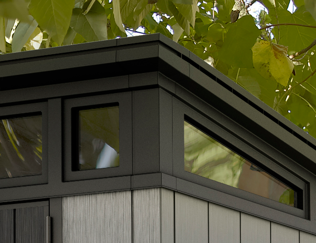 Windows on the Artisan 7x7 shed for natural light