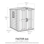 Dimension drawing of the Factor 6x6 shed