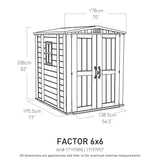 Dimension drawing of the Factor 6x6 shed