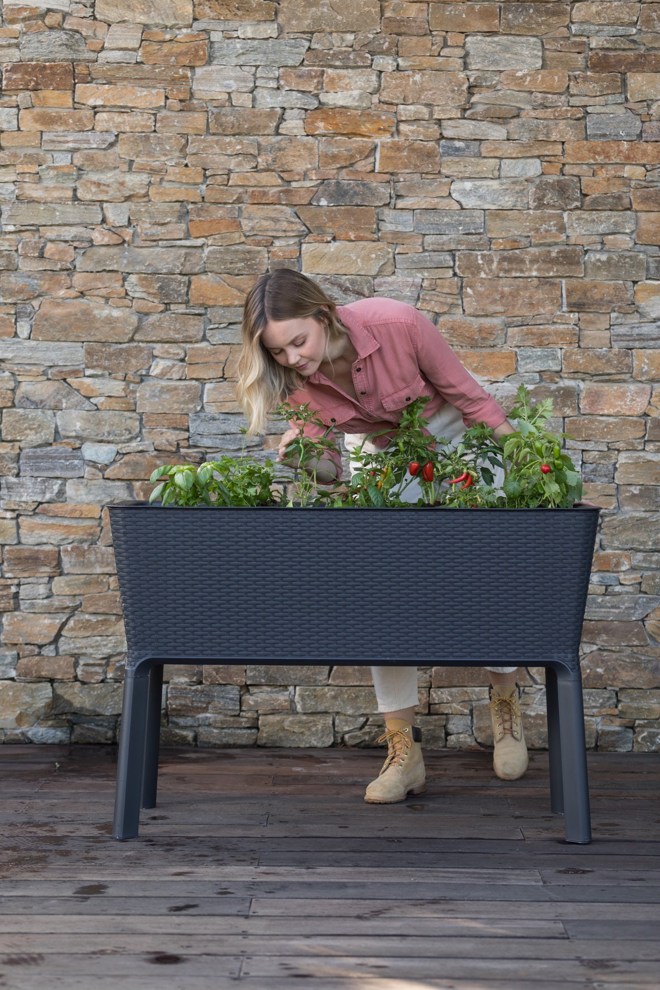 Full Bloom Garden Bed Graphite 120L Keter New Zealand