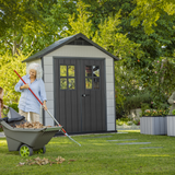 Keter Oakland 754 shed with family gardening