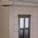 Closeup of the window on the Factor 8x8 shed