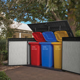 3 large rubbish bins being stored in the Grande Store